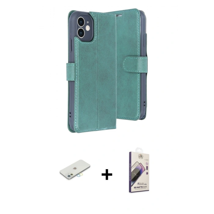 MARSİLYAN™- iPhone 11 Kılıf Siluet Işık Serisi - Siyah Bilvis 3D Mat Cam Ekran Koruyucu + Renkli Kamera Lens Koruma Cam - SI