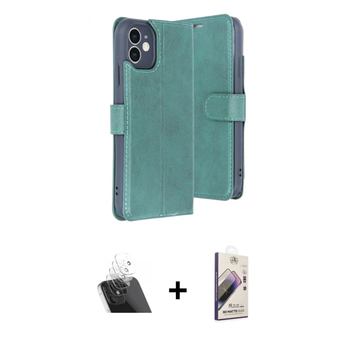 MARSİLYAN™- iPhone 11 Kılıf Siluet Işık Serisi - Siyah Bilvis 3D Mat Cam Ekran Koruyucu + Kamera Lens Koruma Cam - SF