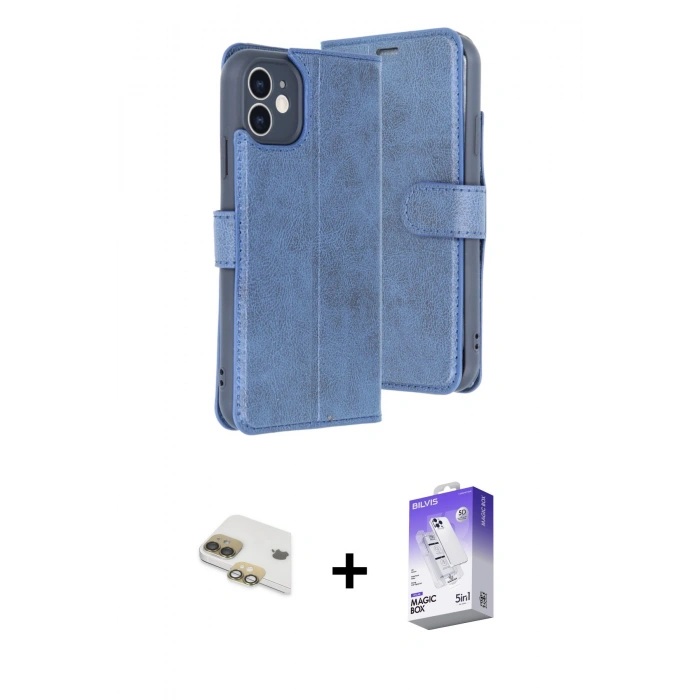 MARSİLYAN™- iPhone 11 Kılıf Siluet Işık Serisi - Siyah Bilvis 5in1 3D Magic Cam Ekran Koruyucu + Gold Pers Alüminyum Kamera Lens