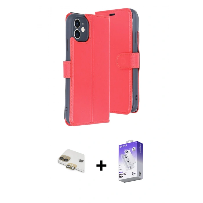 MARSİLYAN™- iPhone 11 Kılıf Siluet Işık Serisi - Siyah Bilvis 5in1 3D Magic Cam Ekran Koruyucu + Gold Pers Alüminyum Kamera Lens