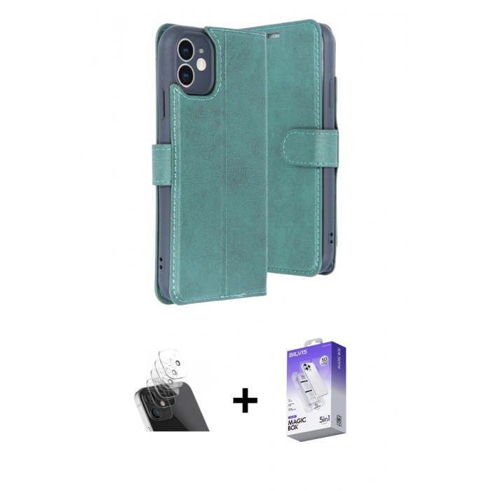 MARSİLYAN™- iPhone 11 Kılıf Siluet Işık Serisi - Siyah Bilvis 5in1 3D Magic Cam Ekran Koruyucu + Kamera Lens Koruma Cam - SF