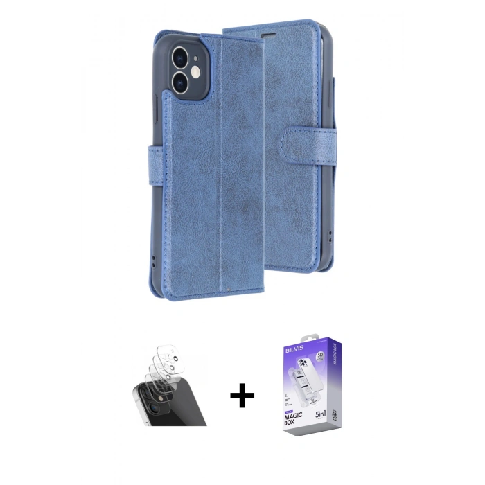 MARSİLYAN™- iPhone 11 Kılıf Siluet Işık Serisi - Siyah Bilvis 5in1 3D Magic Cam Ekran Koruyucu + Kamera Lens Koruma Cam - SF