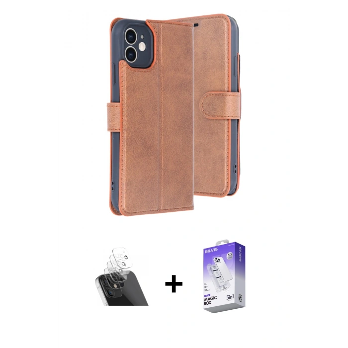 MARSİLYAN™- iPhone 11 Kılıf Siluet Işık Serisi - Siyah Bilvis 5in1 3D Magic Cam Ekran Koruyucu + Kamera Lens Koruma Cam - SF