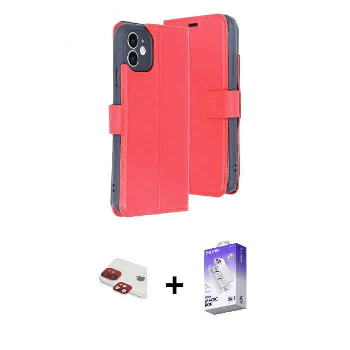 MARSİLYAN™- iPhone 11 Kılıf Siluet Işık Serisi - Siyah Bilvis 5in1 3D Magic Cam Ekran Koruyucu + Pers Alüminyum Kamera Lens - KI