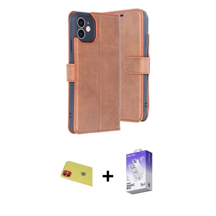 MARSİLYAN™- iPhone 11 Kılıf Siluet Işık Serisi - Siyah Bilvis 5in1 3D Magic Cam Ekran Koruyucu + Rainbow Kamera Lens Koruma Cam - KI