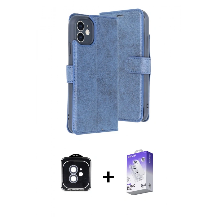 MARSİLYAN™- iPhone 11 Kılıf Siluet Işık Serisi - Siyah Bilvis 5in1 3D Magic Cam Ekran Koruyucu + PVD Metal Kamera Lens - MI