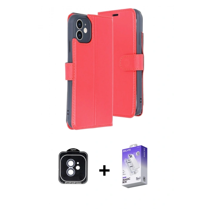 MARSİLYAN™- iPhone 11 Kılıf Siluet Işık Serisi - Siyah Bilvis 5in1 3D Magic Cam Ekran Koruyucu + PVD Metal Kamera Lens - MI