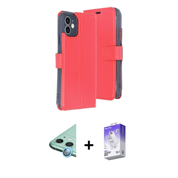 MARSİLYAN™- iPhone 11 Kılıf Siluet Işık Serisi - Siyah Bilvis 5in1 3D Magic Cam Ekran Koruyucu + Raze Metal Kamera Lens - MI
