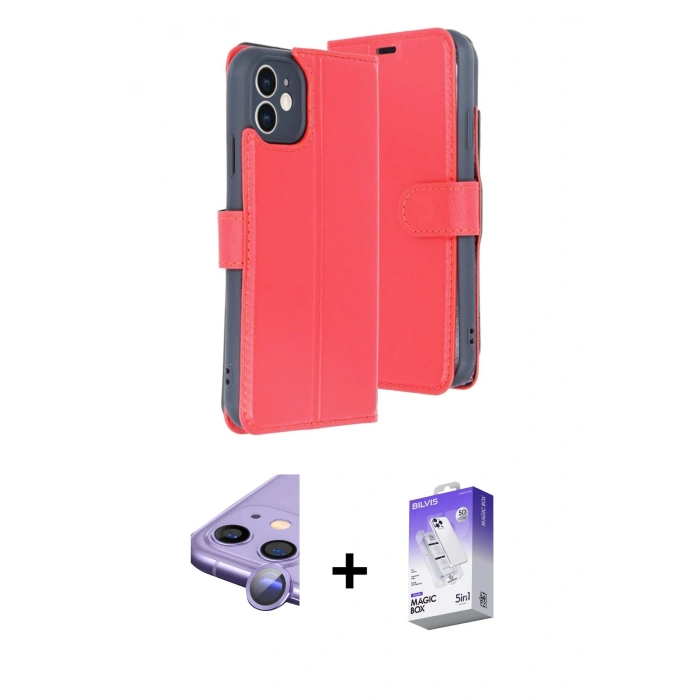 MARSİLYAN™- iPhone 11 Kılıf Siluet Işık Serisi - Siyah Bilvis 5in1 3D Magic Cam Ekran Koruyucu + Raze Metal Kamera Lens - MR