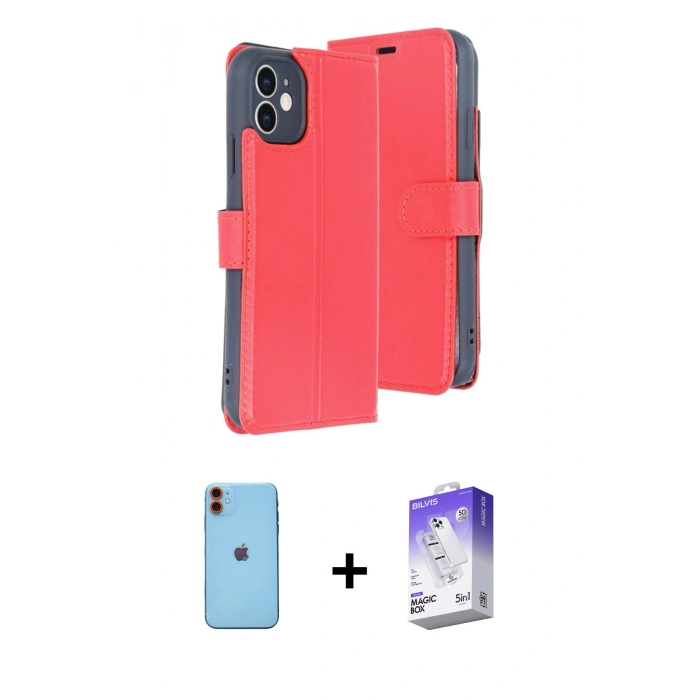 MARSİLYAN™- iPhone 11 Kılıf Siluet Işık Serisi - Siyah Bilvis 5in1 3D Magic Cam Ekran Koruyucu + Neon Fosforlu Kamera Lens - TU