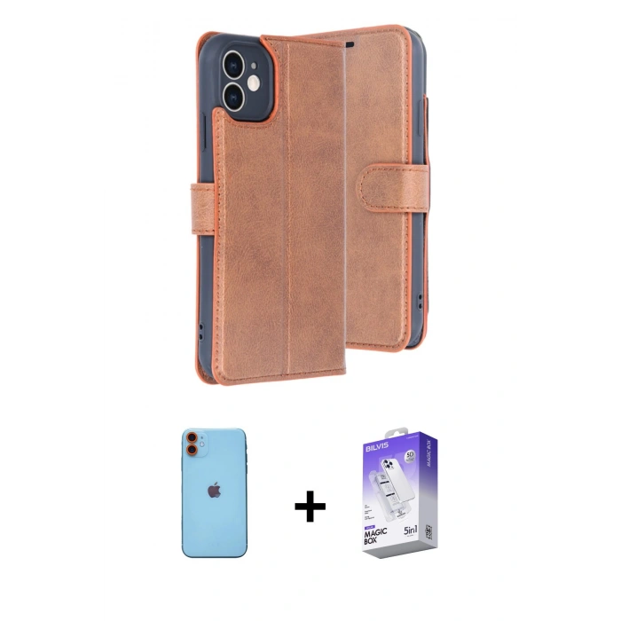 MARSİLYAN™- iPhone 11 Kılıf Siluet Işık Serisi - Siyah Bilvis 5in1 3D Magic Cam Ekran Koruyucu + Neon Fosforlu Kamera Lens - TU
