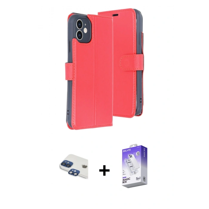 MARSİLYAN™- iPhone 11 Kılıf Siluet Işık Serisi - Siyah Bilvis 5in1 3D Magic Cam Ekran Koruyucu + Pers Alüminyum Kamera Lens - LT