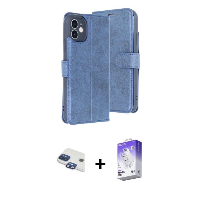 MARSİLYAN™- iPhone 11 Kılıf Siluet Işık Serisi - Siyah Bilvis 5in1 3D Magic Cam Ekran Koruyucu + Pers Alüminyum Kamera Lens - LT