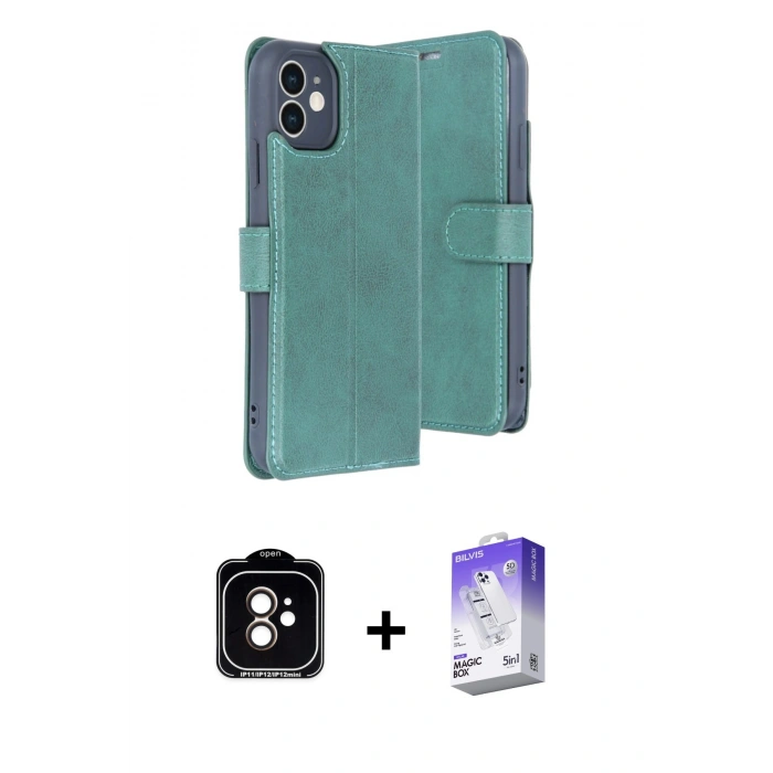 MARSİLYAN™- iPhone 11 Kılıf Siluet Işık Serisi - Siyah Bilvis 5in1 3D Magic Cam Ekran Koruyucu + PVD Metal Kamera Lens - TU