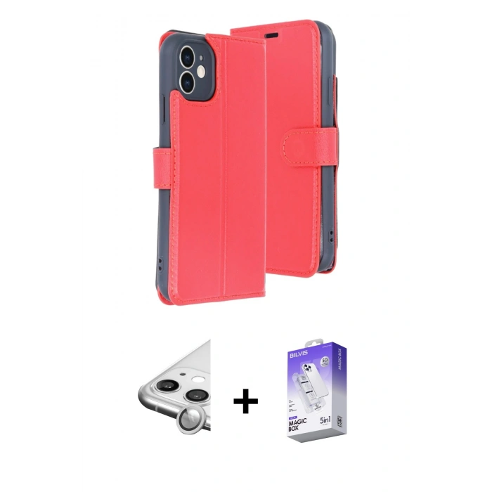 MARSİLYAN™- iPhone 11 Kılıf Siluet Işık Serisi - Siyah Bilvis 5in1 3D Magic Cam Ekran Koruyucu + Raze Metal Kamera Lens - GS