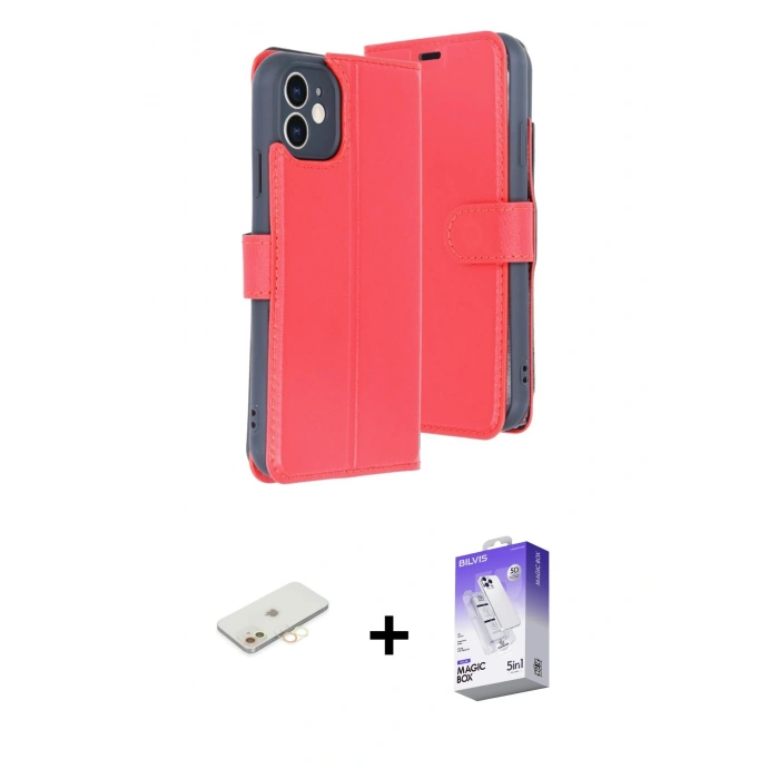 MARSİLYAN™- iPhone 11 Kılıf Siluet Işık Serisi - Siyah Bilvis 5in1 3D Magic Cam Ekran Koruyucu + Renkli Kamera Lens Koruma Cam - SI
