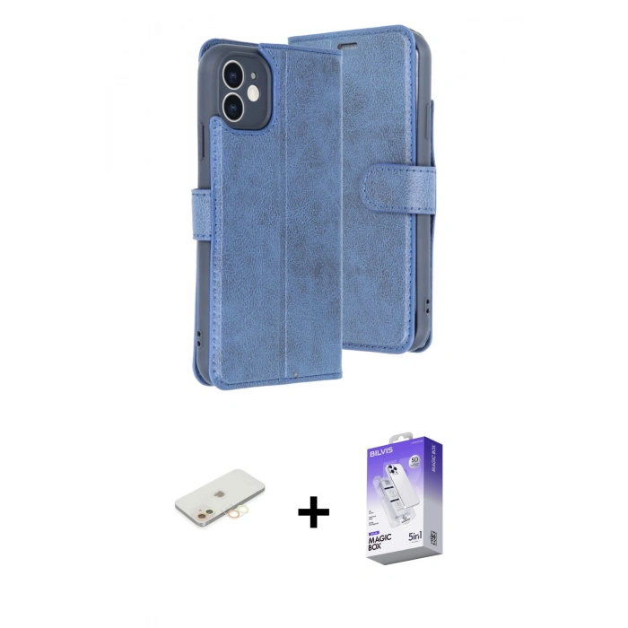 MARSİLYAN™- iPhone 11 Kılıf Siluet Işık Serisi - Siyah Bilvis 5in1 3D Magic Cam Ekran Koruyucu + Renkli Kamera Lens Koruma Cam - SI