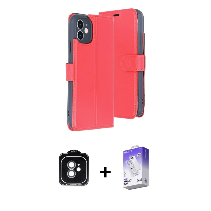 MARSİLYAN™- iPhone 11 Kılıf Siluet Işık Serisi - Siyah Bilvis 5in1 3D Magic Cam Ekran Koruyucu + PVD Metal Kamera Lens - YL