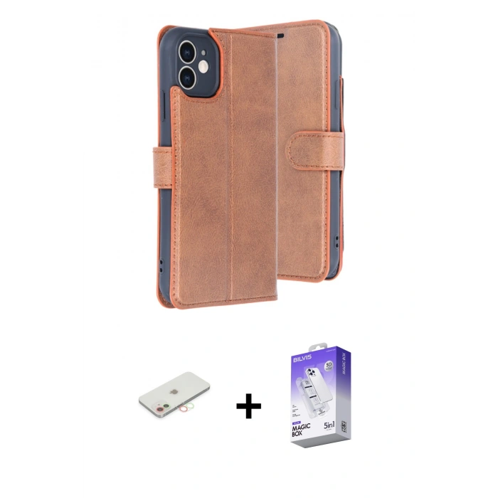 MARSİLYAN™- iPhone 11 Kılıf Siluet Işık Serisi - Siyah Bilvis 5in1 3D Magic Cam Ekran Koruyucu + Yeşil Renkli Kamera Lens Koruma Cam