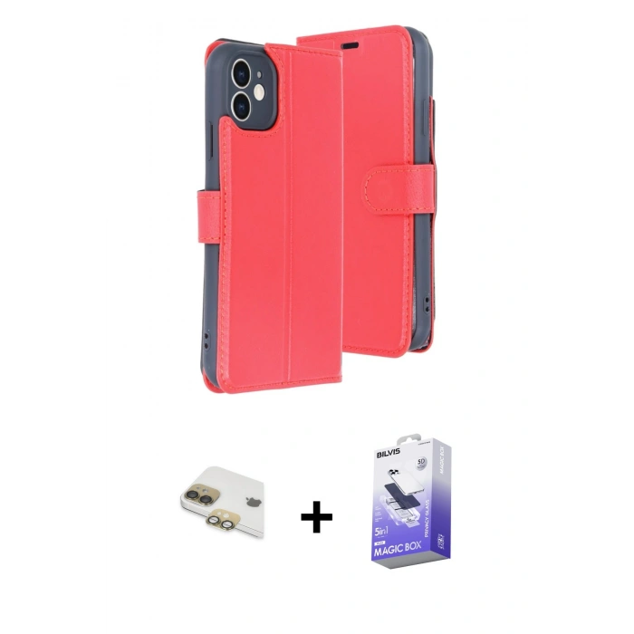 MARSİLYAN™- iPhone 11 Kılıf Siluet Işık Serisi - Siyah Bilvis 5in1 5D Magic Hayalet Cam Ekran Koruyucu + Gold Pers Alüminyum Kamera Lens