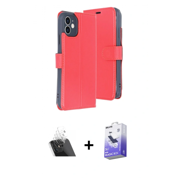 MARSİLYAN™- iPhone 11 Kılıf Siluet Işık Serisi - Siyah Bilvis 5in1 5D Magic Hayalet Cam Ekran Koruyucu + Kamera Lens Koruma Cam - SF
