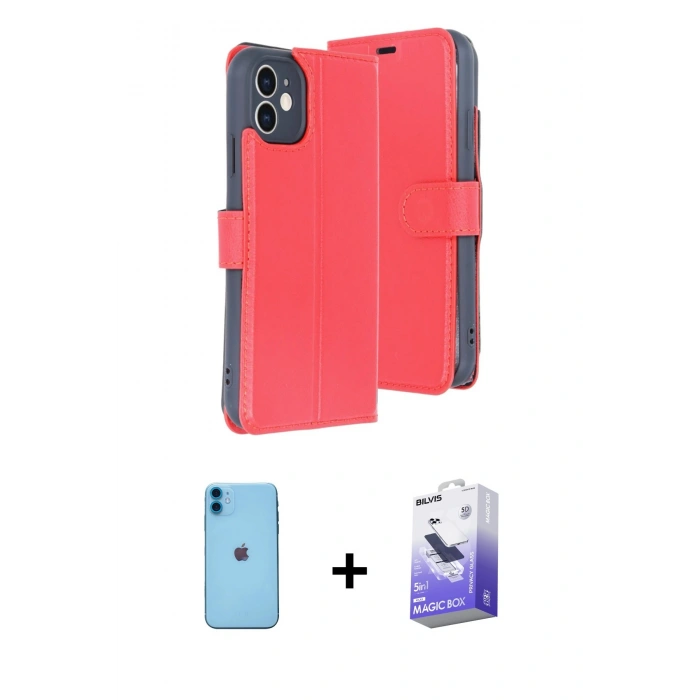 MARSİLYAN™- iPhone 11 Kılıf Siluet Işık Serisi - Siyah Bilvis 5in1 5D Magic Hayalet Cam Ekran Koruyucu + Neon Fosforlu Kamera Lens - MI