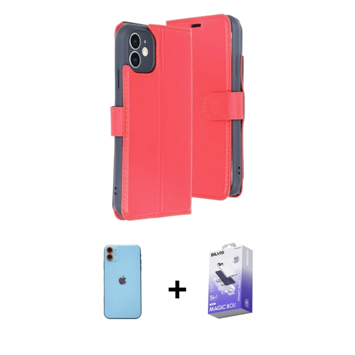MARSİLYAN™- iPhone 11 Kılıf Siluet Işık Serisi - Siyah Bilvis 5in1 5D Magic Hayalet Cam Ekran Koruyucu + Neon Fosforlu Kamera Lens - TU