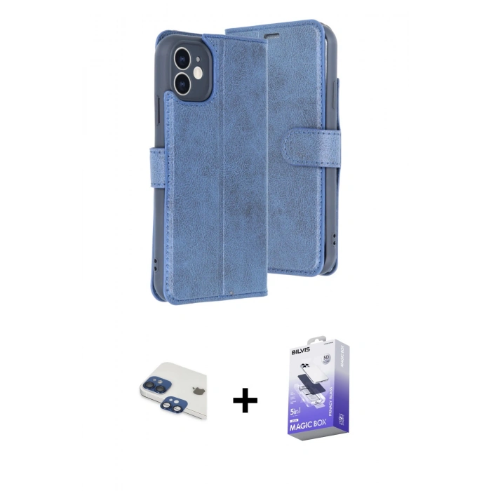 MARSİLYAN™- iPhone 11 Kılıf Siluet Işık Serisi - Siyah Bilvis 5in1 5D Magic Hayalet Cam Ekran Koruyucu + Pers Alüminyum Kamera Lens - LT