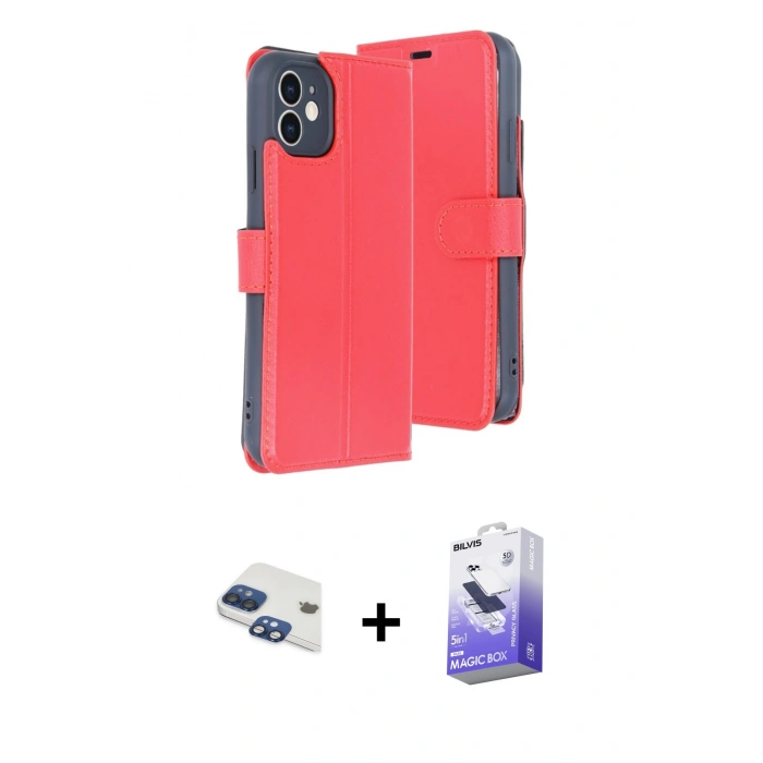 MARSİLYAN™- iPhone 11 Kılıf Siluet Işık Serisi - Siyah Bilvis 5in1 5D Magic Hayalet Cam Ekran Koruyucu + Pers Alüminyum Kamera Lens - LT