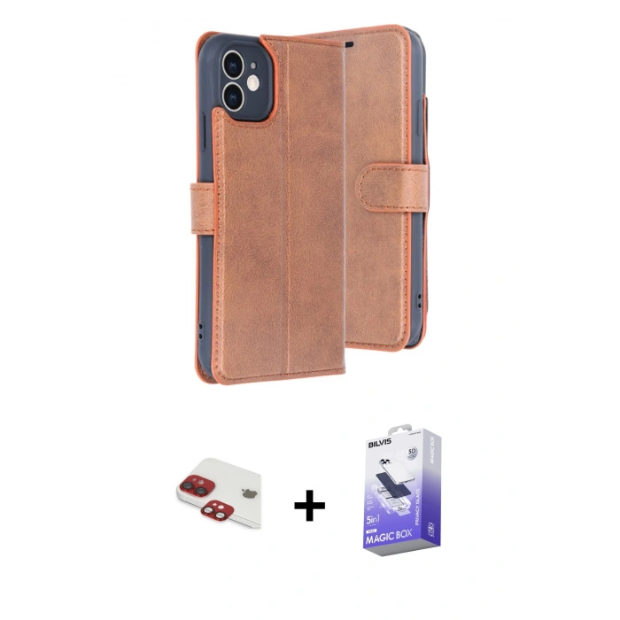 MARSİLYAN™- iPhone 11 Kılıf Siluet Işık Serisi - Siyah Bilvis 5in1 5D Magic Hayalet Cam Ekran Koruyucu + Pers Alüminyum Kamera Lens - KI