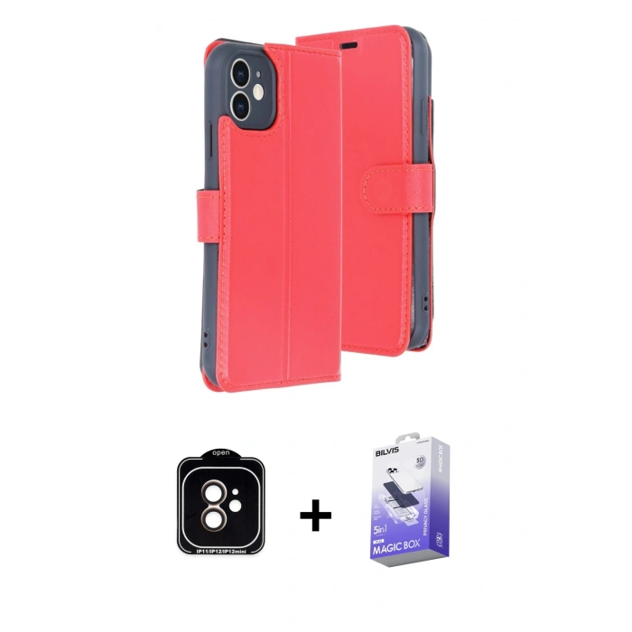 MARSİLYAN™- iPhone 11 Kılıf Siluet Işık Serisi - Siyah Bilvis 5in1 5D Magic Hayalet Cam Ekran Koruyucu + PVD Metal Kamera Lens - TU