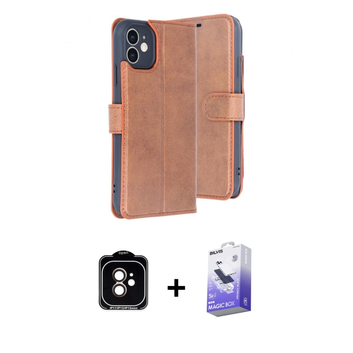 MARSİLYAN™- iPhone 11 Kılıf Siluet Işık Serisi - Siyah Bilvis 5in1 5D Magic Hayalet Cam Ekran Koruyucu + PVD Metal Kamera Lens - TU