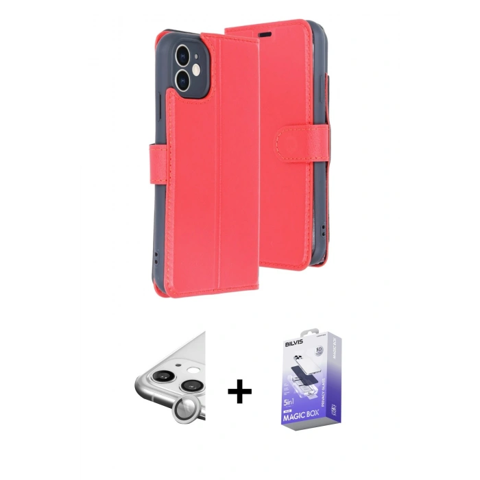 MARSİLYAN™- iPhone 11 Kılıf Siluet Işık Serisi - Siyah Bilvis 5in1 5D Magic Hayalet Cam Ekran Koruyucu + Raze Metal Kamera Lens - GS