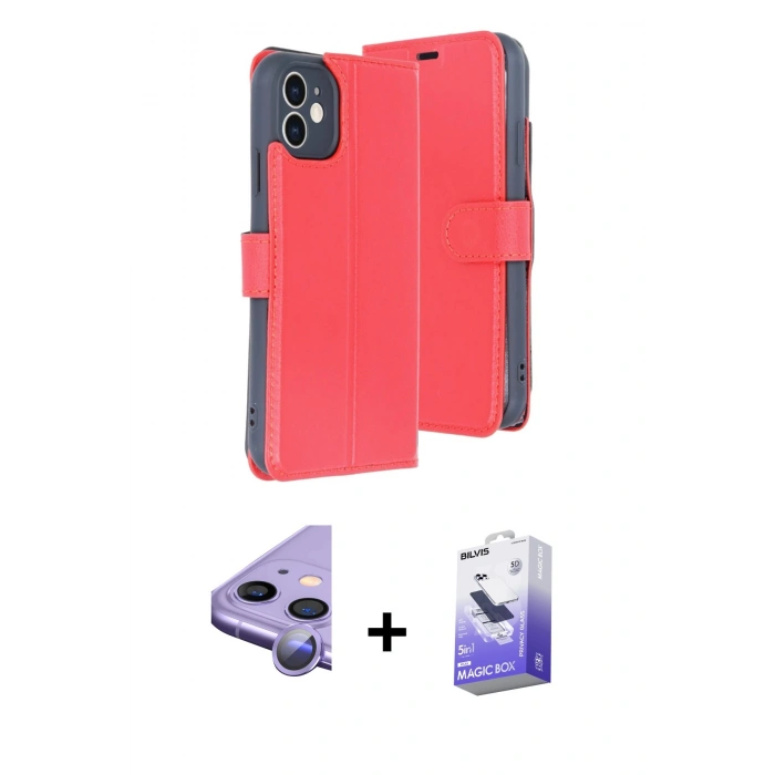 MARSİLYAN™- iPhone 11 Kılıf Siluet Işık Serisi - Siyah Bilvis 5in1 5D Magic Hayalet Cam Ekran Koruyucu + Raze Metal Kamera Lens - MR