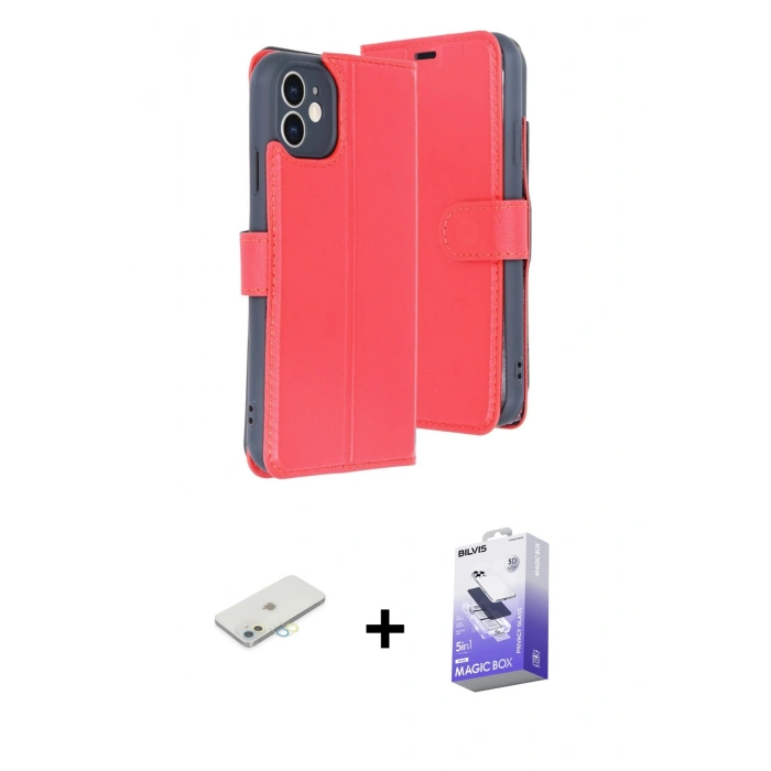 MARSİLYAN™- iPhone 11 Kılıf Siluet Işık Serisi - Siyah Bilvis 5in1 5D Magic Hayalet Cam Ekran Koruyucu + Renkli Kamera Lens Koruma Cam - SI