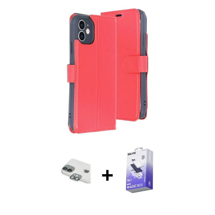 MARSİLYAN™- iPhone 11 Kılıf Siluet Işık Serisi - Siyah Bilvis 5in1 5D Magic Hayalet Cam Ekran Koruyucu + Pers Alüminyum Kamera Lens - YL