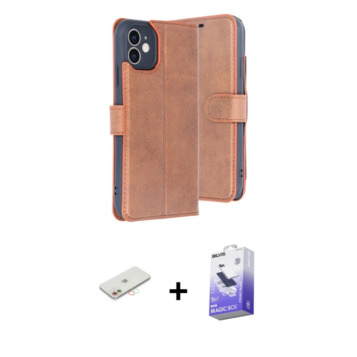 MARSİLYAN™- iPhone 11 Kılıf Siluet Işık Serisi - Siyah Bilvis 5in1 5D Magic Hayalet Cam Ekran Koruyucu + Renkli Kamera Lens Koruma Cam - YL