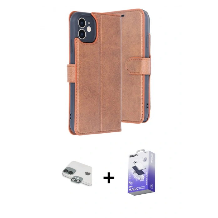 MARSİLYAN™- iPhone 11 Kılıf Siluet Işık Serisi - Siyah Bilvis 5in1 5D Magic Hayalet Cam Ekran Koruyucu + Pers Alüminyum Kamera Lens - YL