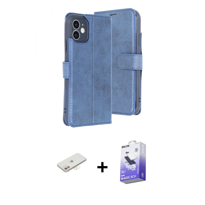 MARSİLYAN™- iPhone 11 Kılıf Siluet Işık Serisi - Siyah Bilvis 5in1 5D Magic Hayalet Cam Ekran Koruyucu + Renkli Kamera Lens Koruma Cam - YL