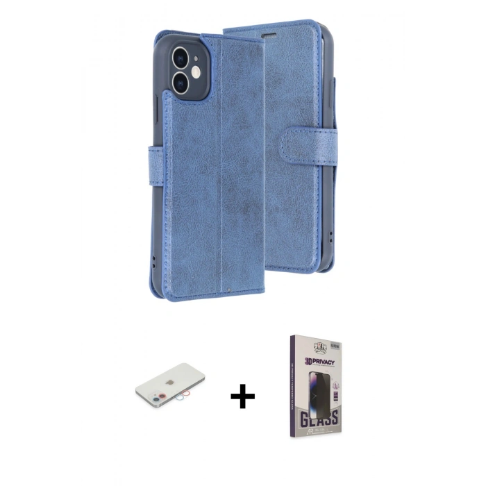 MARSİLYAN™- iPhone 11 Kılıf Siluet Işık Serisi - Siyah Bilvis Hayalet Cam Ekran Koruyucu + Renkli Kamera Lens Koruma Cam - PE