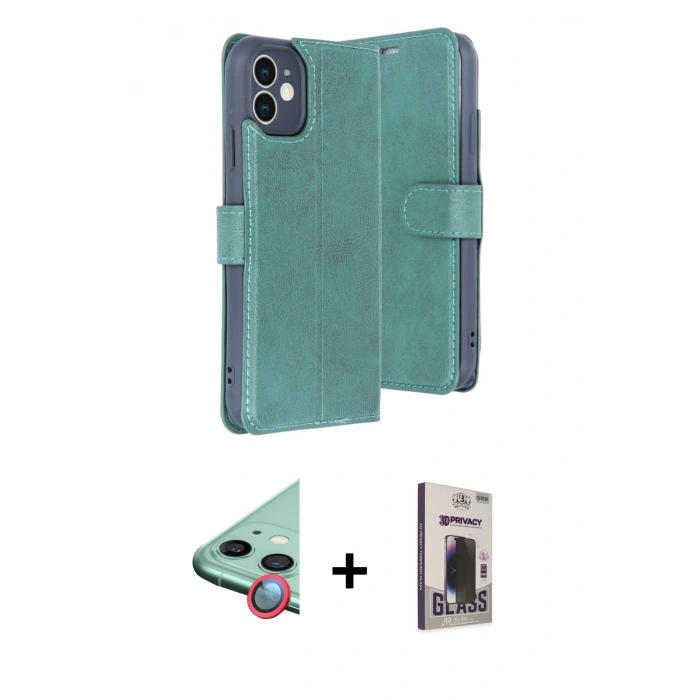 MARSİLYAN™- iPhone 11 Kılıf Siluet Işık Serisi - Siyah Bilvis Hayalet Cam Ekran Koruyucu + Raze Metal Kamera Lens - KI