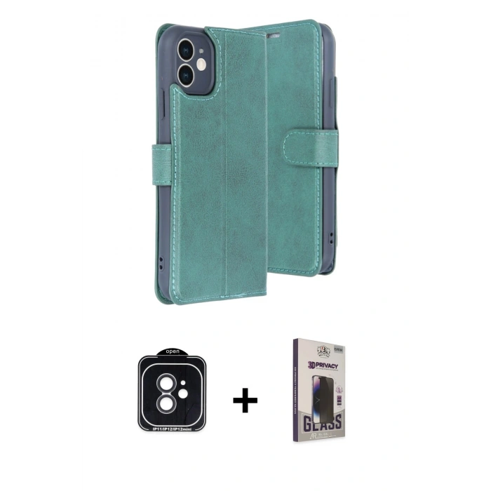 MARSİLYAN™- iPhone 11 Kılıf Siluet Işık Serisi - Siyah Bilvis Hayalet Cam Ekran Koruyucu + PVD Metal Kamera Lens - SH