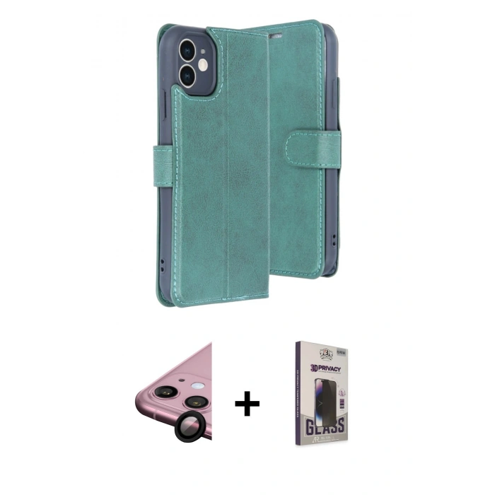 MARSİLYAN™- iPhone 11 Kılıf Siluet Işık Serisi - Siyah Bilvis Hayalet Cam Ekran Koruyucu + Raze Metal Kamera Lens - SH