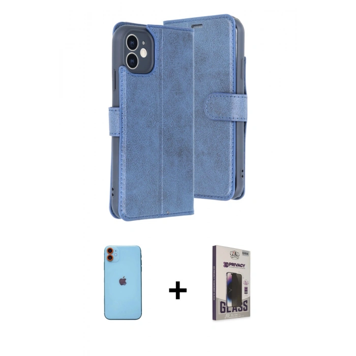 MARSİLYAN™- iPhone 11 Kılıf Siluet Işık Serisi - Siyah Bilvis Hayalet Cam Ekran Koruyucu + Neon Fosforlu Kamera Lens - TU