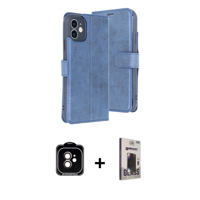 MARSİLYAN™- iPhone 11 Kılıf Siluet Işık Serisi - Siyah Bilvis Hayalet Cam Ekran Koruyucu + PVD Metal Kamera Lens - TU