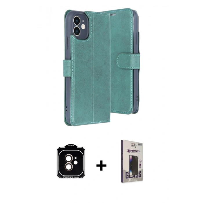 MARSİLYAN™- iPhone 11 Kılıf Siluet Işık Serisi - Siyah Bilvis Hayalet Cam Ekran Koruyucu + PVD Metal Kamera Lens - TU