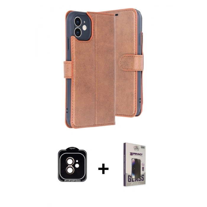 MARSİLYAN™- iPhone 11 Kılıf Siluet Işık Serisi - Siyah Bilvis Hayalet Cam Ekran Koruyucu + PVD Metal Kamera Lens - TU
