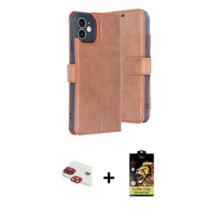 MARSİLYAN™- iPhone 11 Kılıf Siluet Işık Serisi - Siyah Buffer Cam Ekran Koruyucu + Pers Alüminyum Kamera Lens - KI