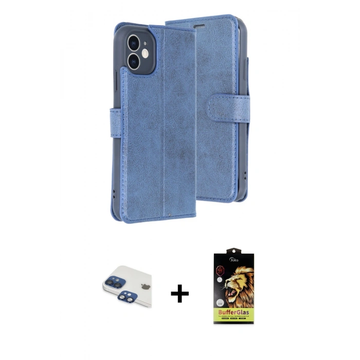 MARSİLYAN™- iPhone 11 Kılıf Siluet Işık Serisi - Siyah Buffer Cam Ekran Koruyucu + Pers Alüminyum Kamera Lens - LT