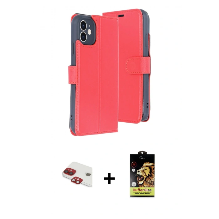 MARSİLYAN™- iPhone 11 Kılıf Siluet Işık Serisi - Siyah Buffer Cam Ekran Koruyucu + Pers Alüminyum Kamera Lens - KI